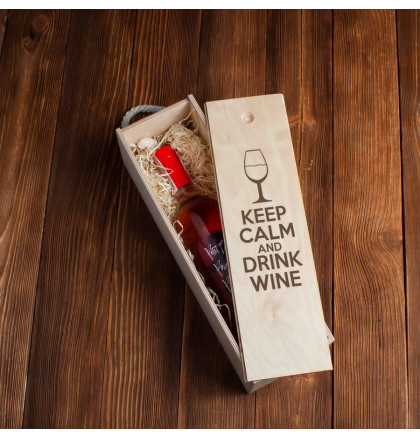 Коробка для вина на одну бутылку "Keep calm and drink wine", фото 2, цена 490 грн